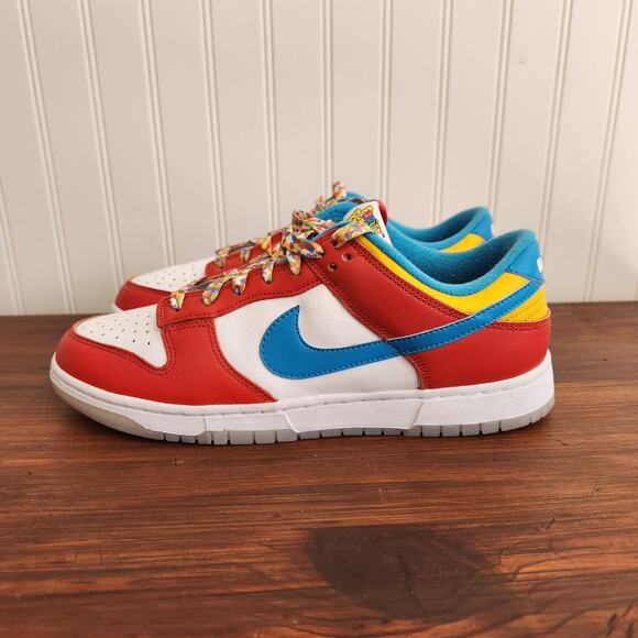 Nike Size 9M/10.5W Low Dunk‎ Fruity Pebbles Red/Blue/Yellow Pre-owned Good Clean - Picture 9 of 15